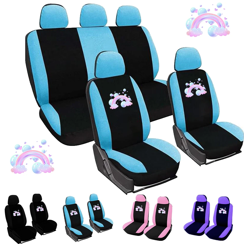 

Rainbow Full Seat 1/2/5 Seat Car Seat Covers for Women Car Seat Covers Butterfly Embroidery Universal Fit Most Car Seats Styling