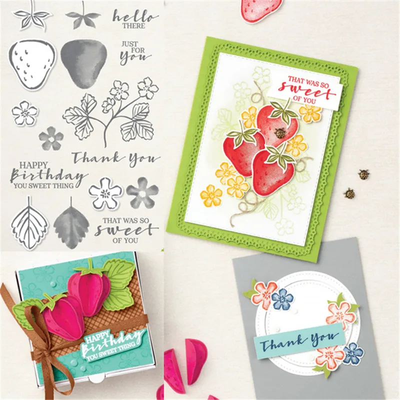 

Strawberry Metal Cutting Dies And Silicone Stamps For Decoration Scrapbook DIY Diary Embossing Cards Handmade Template 2023 New