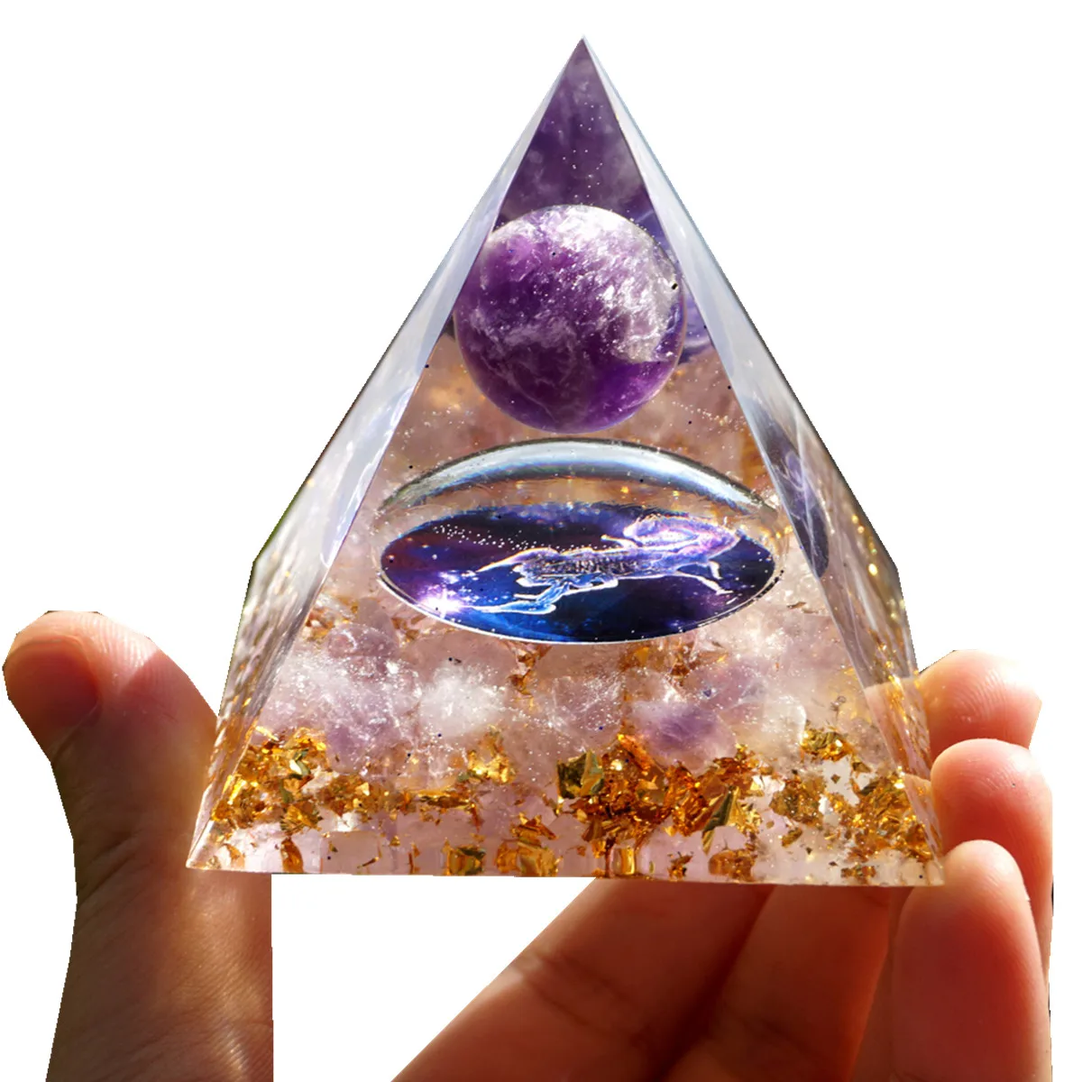 

Orgonite Pyramid Amethyst Sphere With Rose Quartz SCORPIO Orgonite EMF Protection Orgone Pyramid Reiki Crystal Healing