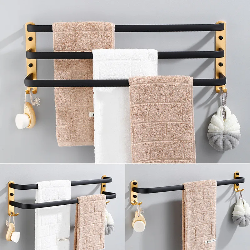

Bathroom Towel Rack 3 Layers Punch-Free Towel Holder Shower Rack Bathroom Storage Shelf Home Organizer Accessories