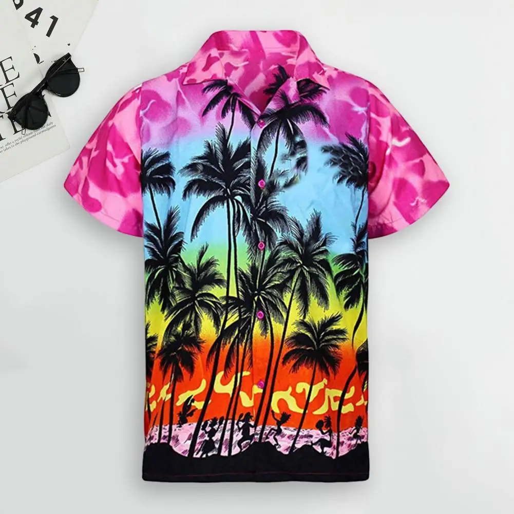 

Рубашка Пляжная мужская средней длины, модная свободная пляжная сорочка с принтом пейзажа, охлаждающая, лето