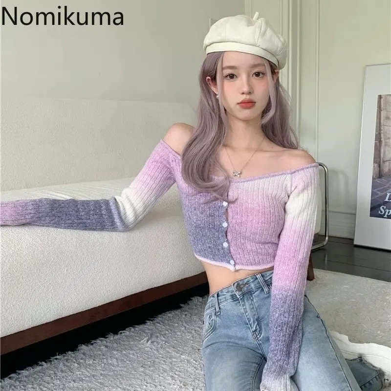 

Кардиган Nomikuma женский демисезонный с градиентом и высокой талией, шикарный свитер, женские элегантные сексуальные милые модные повседневн...