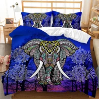 bohemian ethnic animals queen duvet cover pillowcase soft washed microfiber king bedding sets with zipper closure corner ties