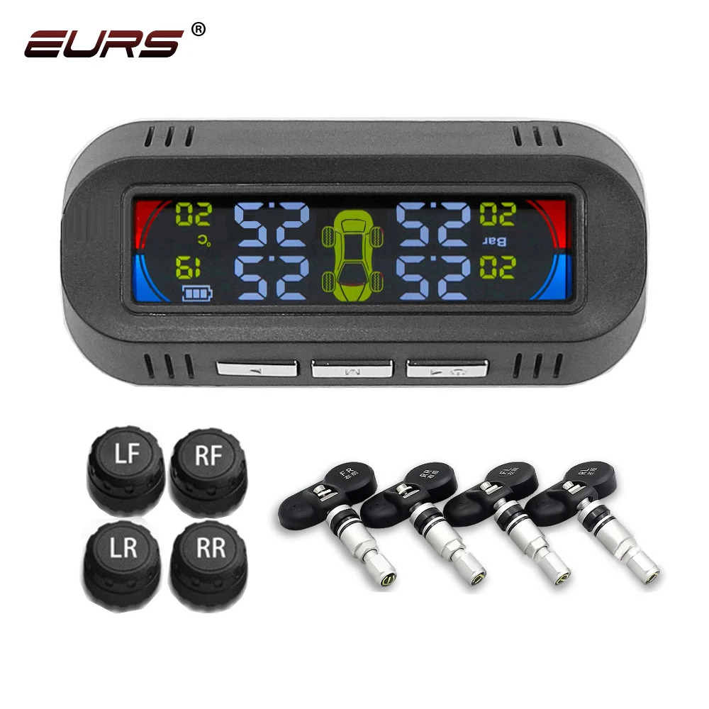 

Solar TPMS Sensor Tire Pressure Monitoring Hidden System with 4 External Outside Display Tyre Diagnostic Kit Car Accessory