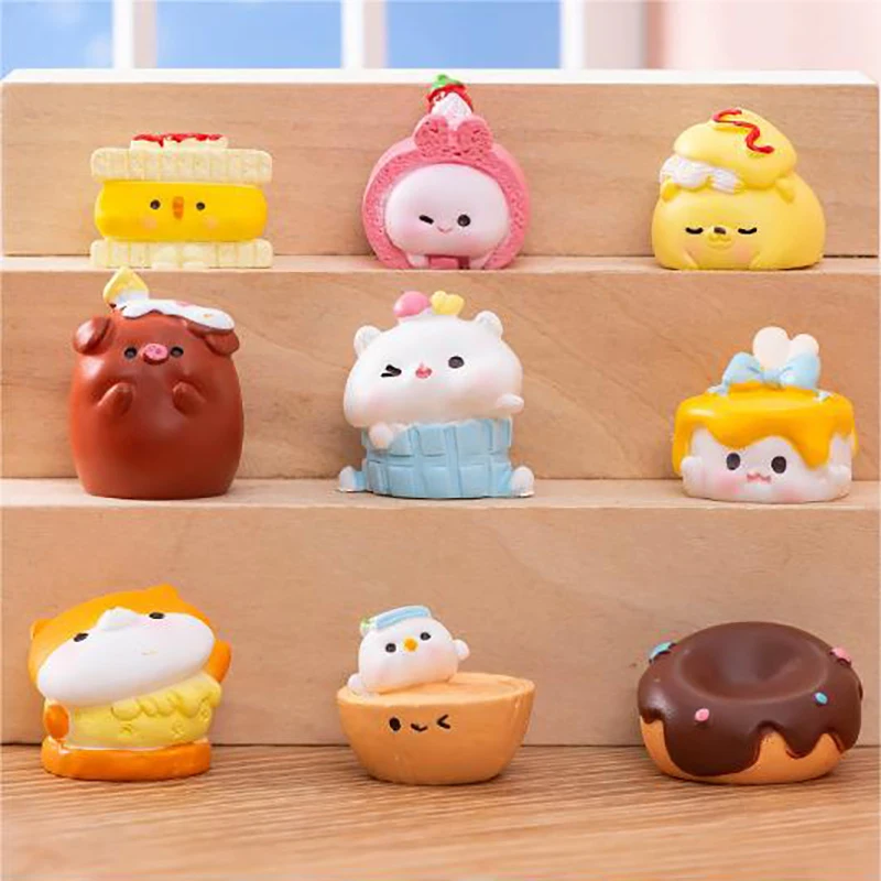 Миниатюрная мультяшная Милая статуя в форме десерта пудинга торта микро-пейзаж