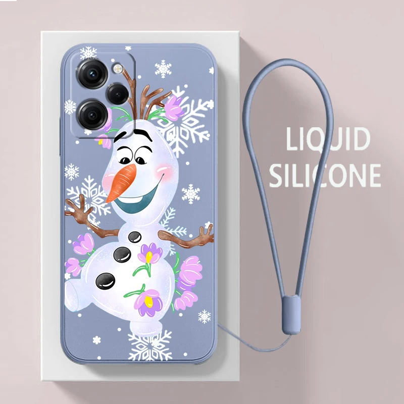 

Frozen Olaf For Xiaomi POCO M6 X5 M5 C40 M4 X4 F4 C40 X3 NFC F3 GT M4 M3 Pro X2 4G 5G Liquid Rope Phone Case Fundas Coque Capa