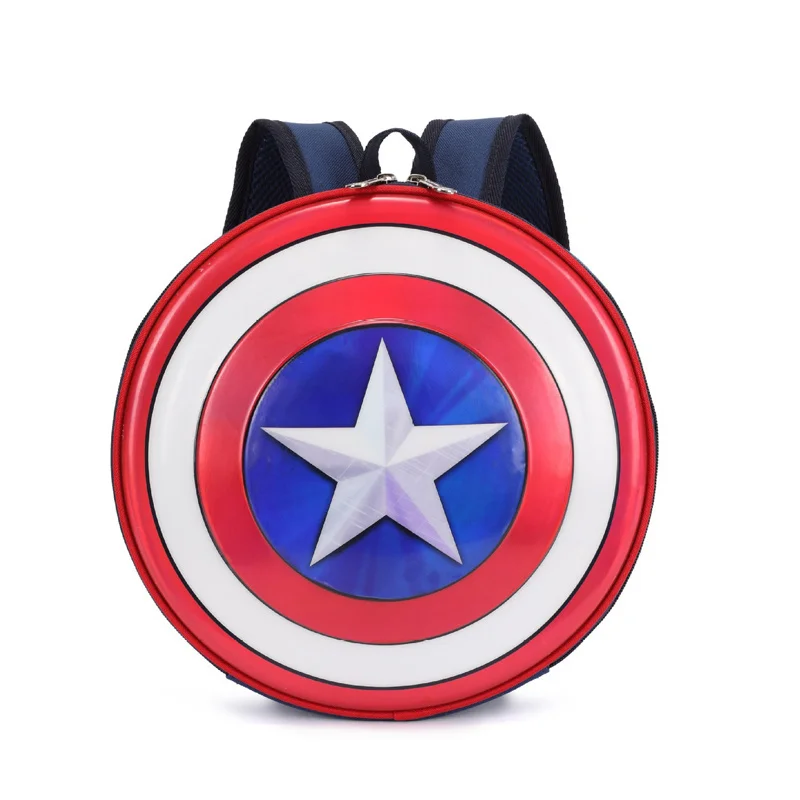 

Captain America's Shield Backpack Cartoon Mini Schoolbag Round Travel Bag waterproof Sports Pack