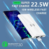 22 5w fast charging power bank 20000mah wireless digital display built in cables powerbank with flashlight for xiaomi iphone