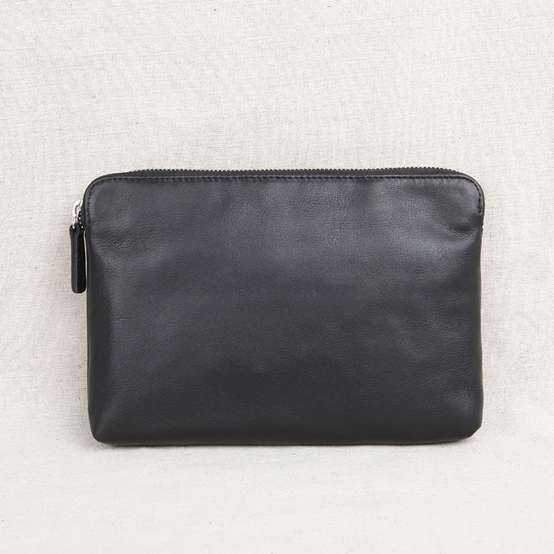 Business casual genuine leather men's clutch bag simple daily high quality natural soft first layer cowhide black phone wallet