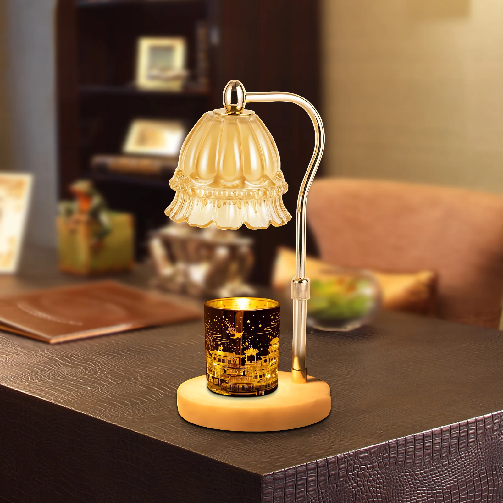 

110V Marble base Candle Wax Warmer Lamp Adjustable Heat & Height Candle Melter