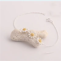 charm silver 925 sterling bracelets for women part accessories trendy flower daisy bracelets female fashion hand bijou