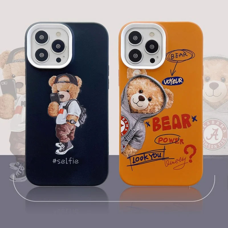 

For IPhone 7 8 Plus Case Fashion Plush Teddy Bear Cover for IPhone 11 12 13 Pro X XR XS Max Shockproof Phone Case IPhone 13 Case