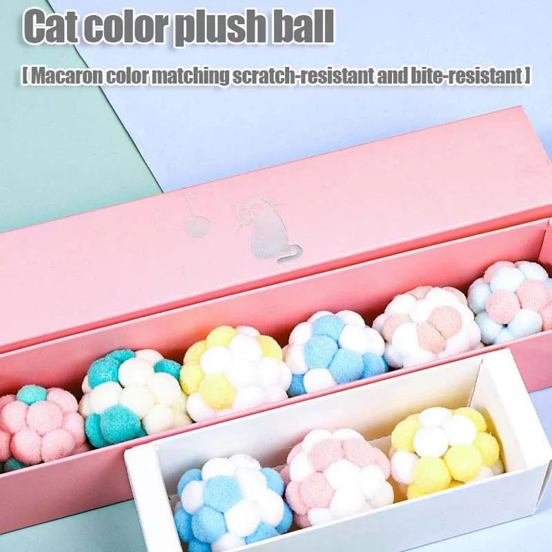 

Pet Toys Fresh Colorful Pompoms Toy Fun Cute Funny Balls Creative Interactive Amusing Cat Artifact Cat Chewing Toys Pet Supplies