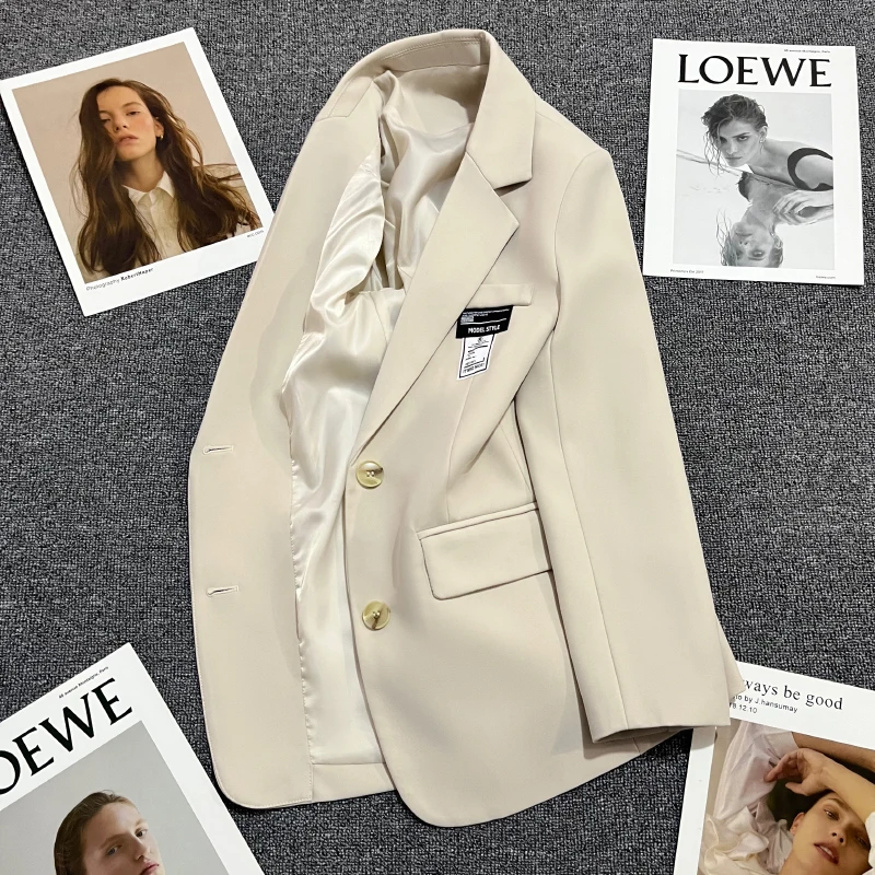 

autumn 2022 Vintage Stylish Plus Size Blazer Female Outerwear Khaki Office Lady Blazers Coat Women Notched Collar Long Sleeve