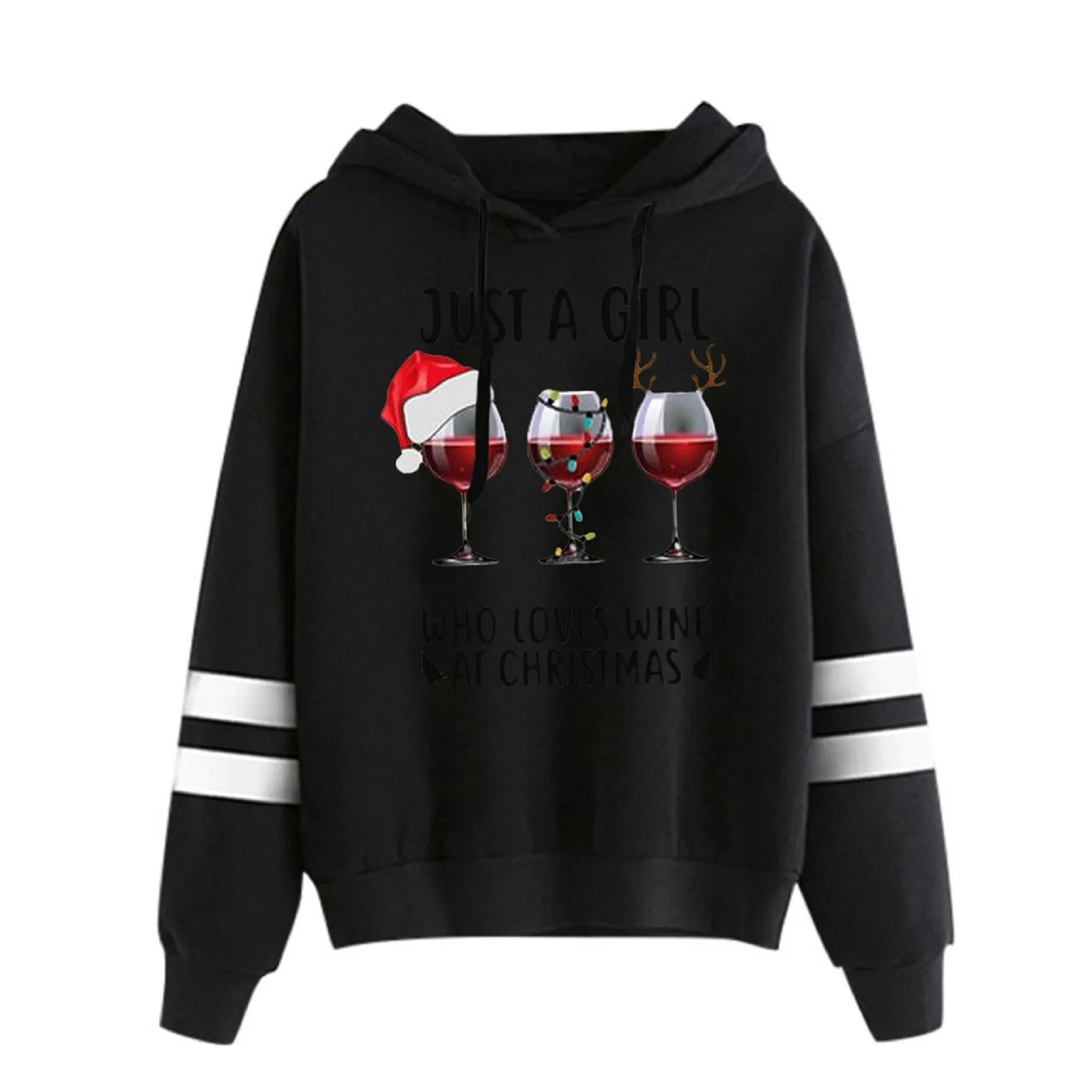 

Christmas Sleeves Long Print Sweatshirt Women Hooded Women's Blouse Athletic Zip up Hoodie Women