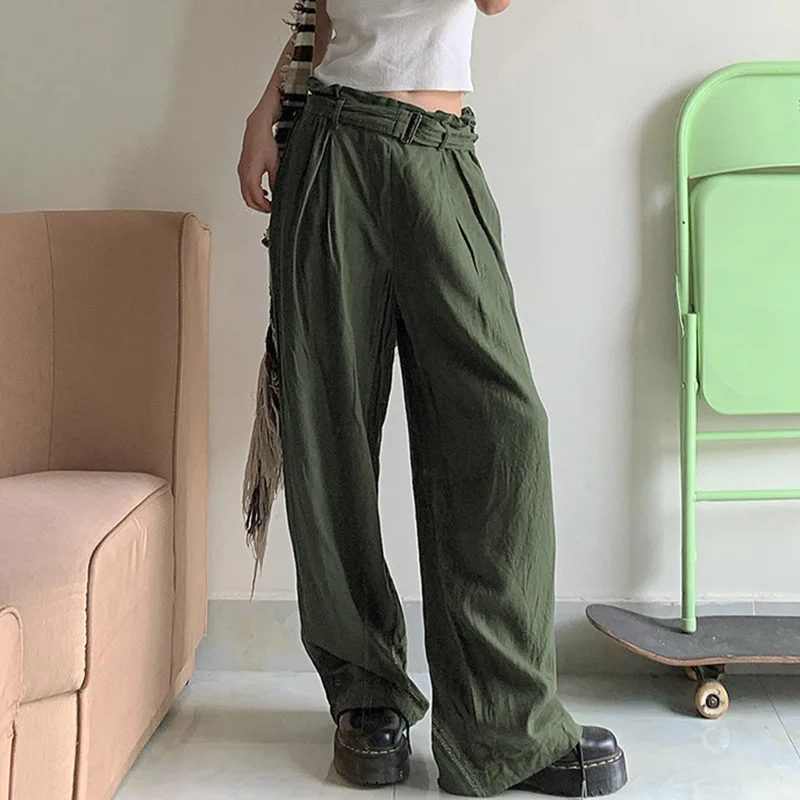 Summer New Arrival Fashionable Women’s Loose Casual Lazy Feeling Drape Low Waist Solid Color Straight Leg Pants for Women