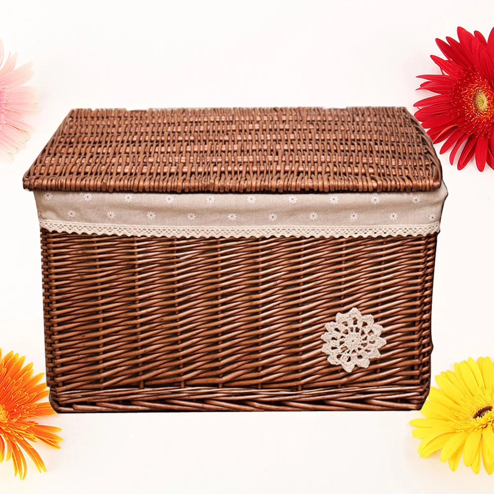 

Basket Storage Wicker Woven Box Rattan Baskets Seagrassbins Organizer Lidfruit Sundries Picnic Bin Rectangular Lids Closetcolor