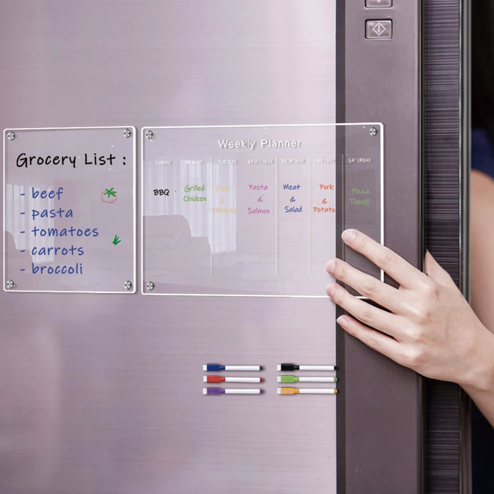 

Wipe The Board Fridge Dry Erase Kitchen Magnetic Clear Acrylic Blank Practical Calendar