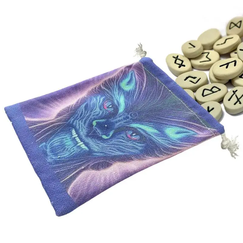 

Футляр для карт памяти Tarot держатель для карт, футляр для ювелирных изделий, сумка на шнурке с принтом кошки, композитный бархатный футляр для карт и костей, подарочные пакеты для ювелирных изделий