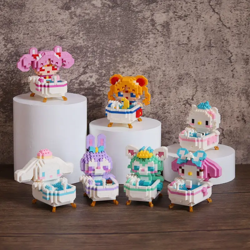 

Kawaii Sanrio Assembly Hello Kitty Onpompurin Mymelody Cinnamorol Model Toy Cute Bathtub Assembly Model Toy Girl Birthday Gift