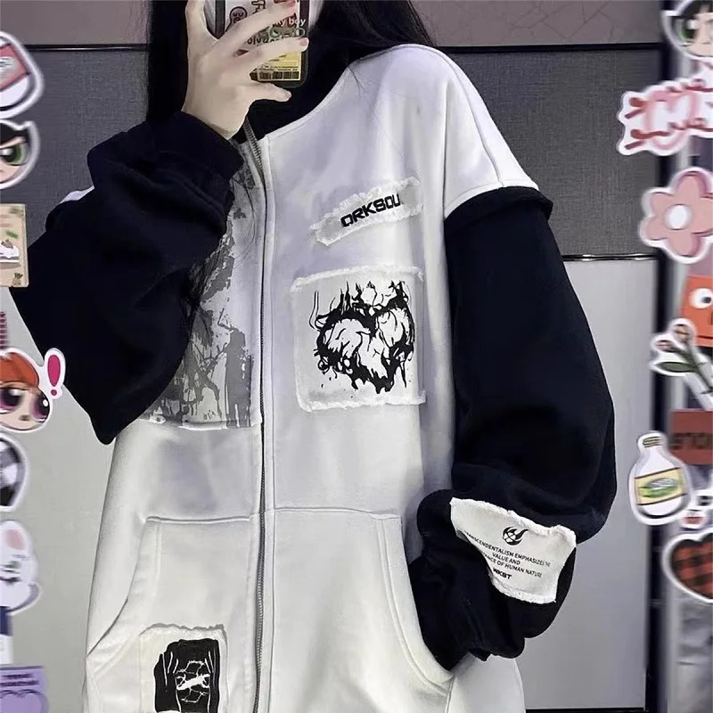 Женская винтажная куртка на молнии 90-х годов уличная одежда в стиле хип-хоп