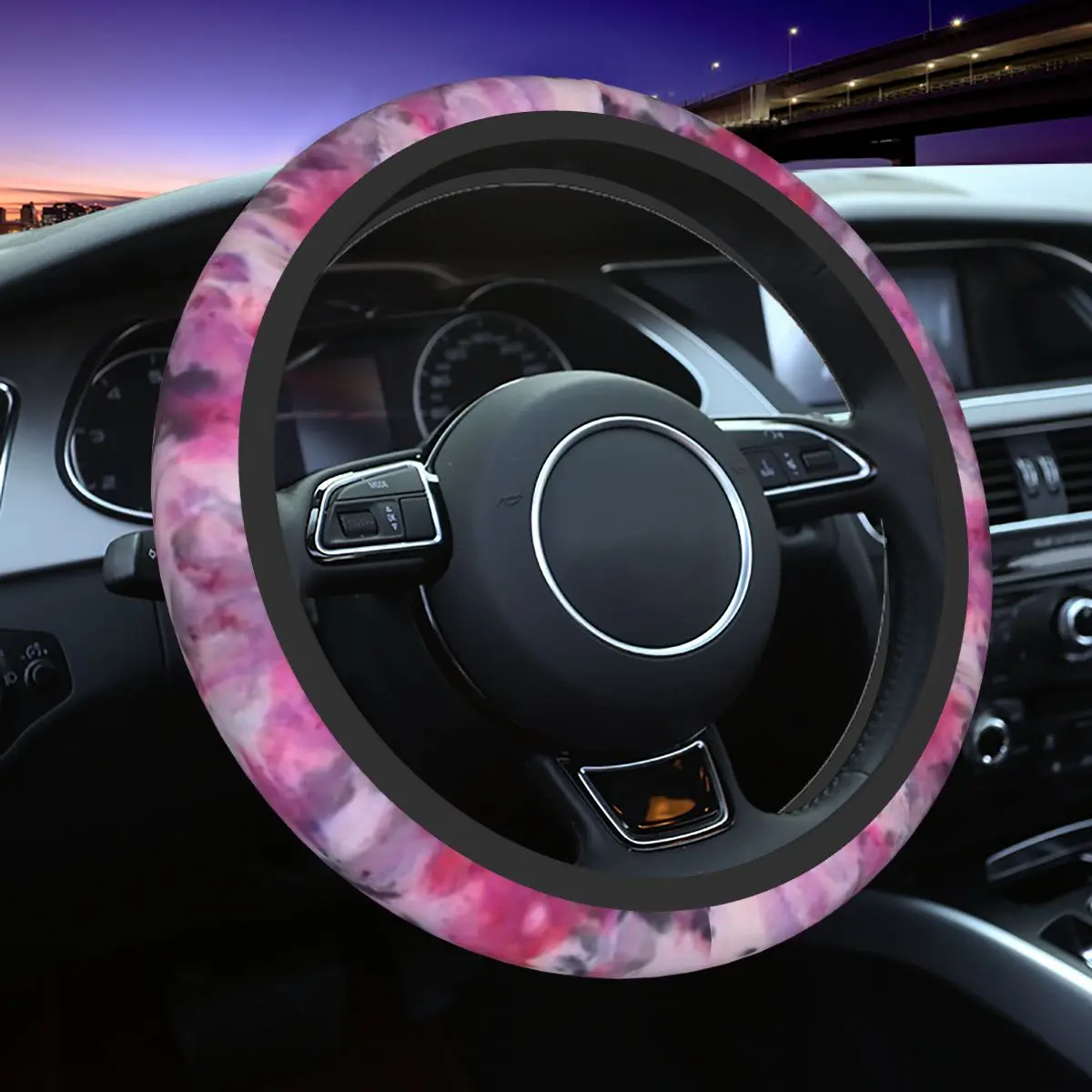 

Tie Dye Car Steering Wheel Cover 38cm Anti-slip Beautiful Fashion Car-styling Car Accessories