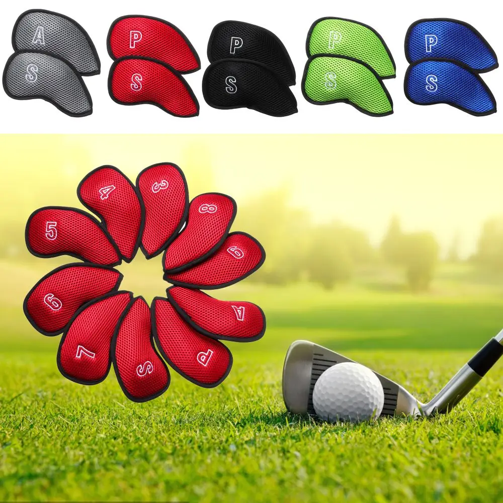 

10Pcs Mesh Fabric Golf Iron Head Cover Putter Protector Waterproof Club Headcover Driver Mallet Golf Accessories