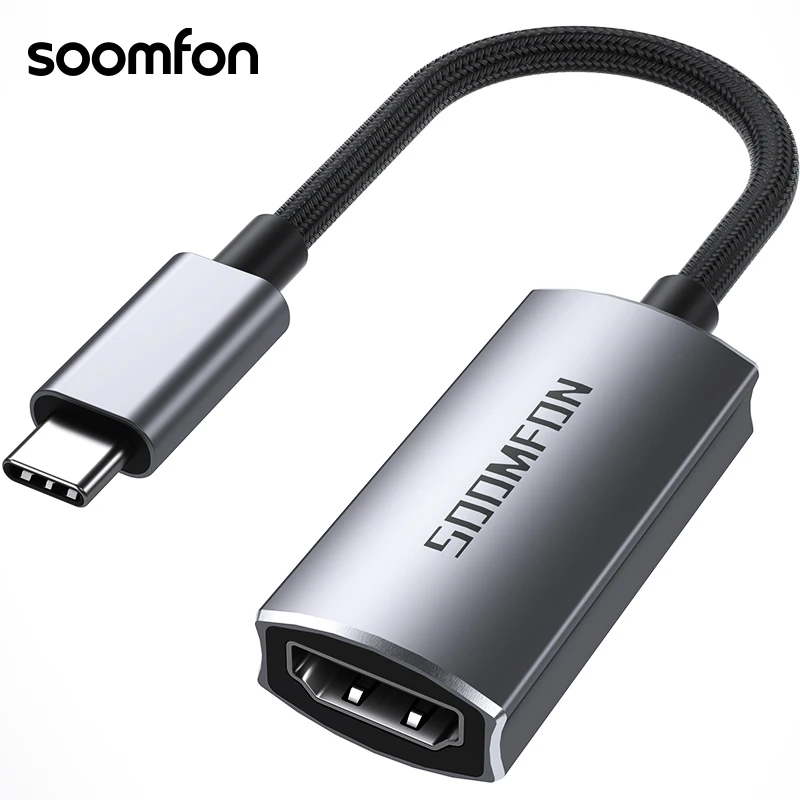 

SOOMFON USB Type C to HDMI Adapter 4K 60Hz 120Hz 8K 60Hz Video Audio Output for MacBook Pro/iPad Air Surface Pro 7 Samsung S20