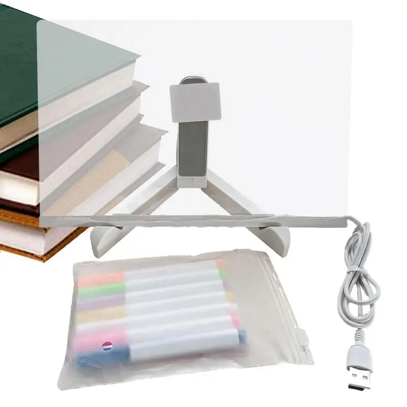 

Acrylic Dry Erase Board Reusable Clear LED Message Board Marker Boards Adjustable Acrylic Board Transparent For Bedrooms