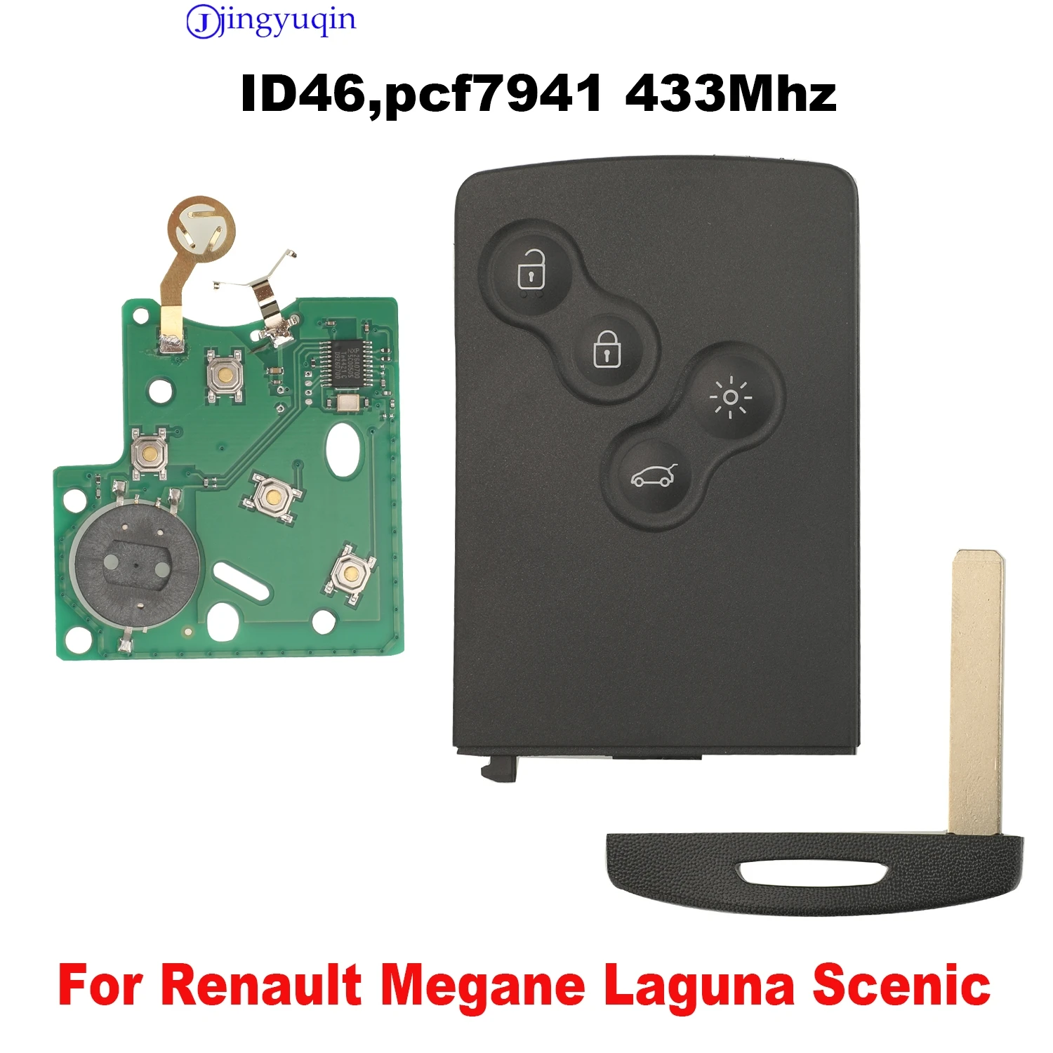 

Jingyuqin дистанционный ключ от автомобиля для Renault Megane Laguna Scenic ID46/PCF7941чип 433 МГц ключ смарт-карты с лезвием