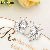 luoteemi wholesale free shipping top sale fashion stud earring wedding bridals jewelry high quality aaa cubic zirconia accessory
