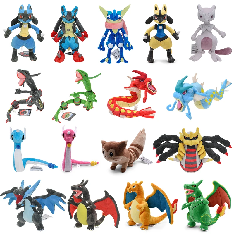 70 Styles Pokemon Plush Toys Kawaii Charizard Lucario Dragonair Rayquaza Gyarados Anime Soft Dolls Kids Birthday Christmas Gifts