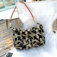 women plush tote bag 2022 designer purses and handbags ladies fashion shoulder bags vintage flocking flowers zipper pillow bags