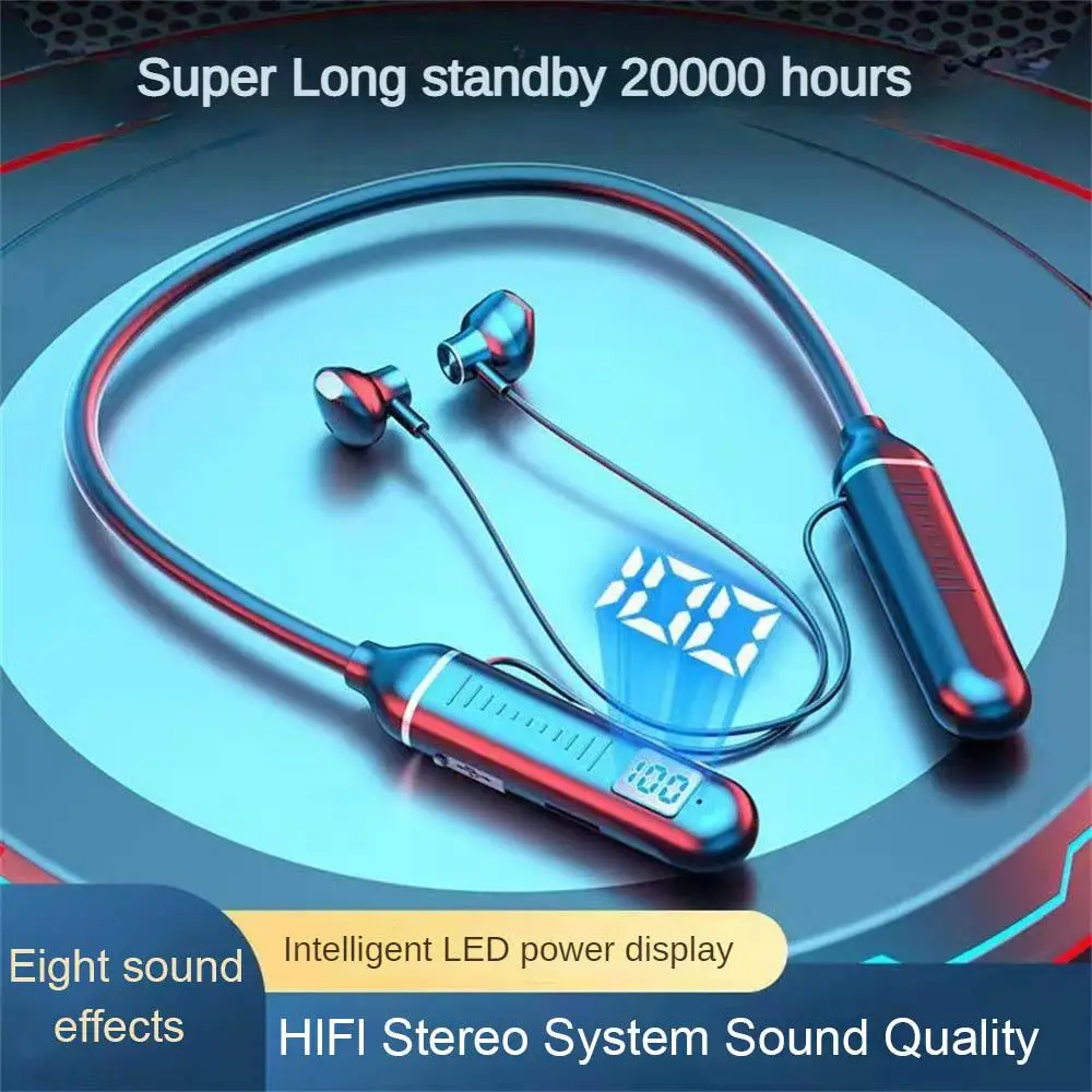 

2023 New Wireless Bluetooth Compatible Earphones Neck Hanging Soft Silicone Waterproof Sports Earphones Type-C Quick Charging