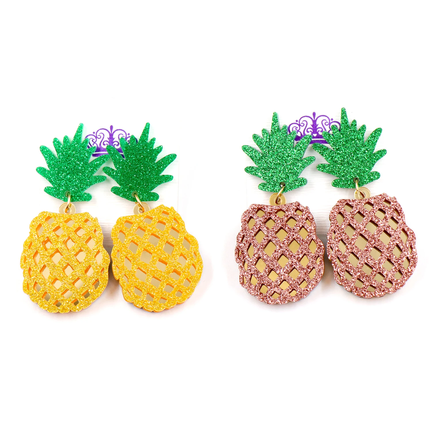 HP044 55 мм милые висячие серьги с ананасами блестящие зеркальные ананасовые акриловые серьги