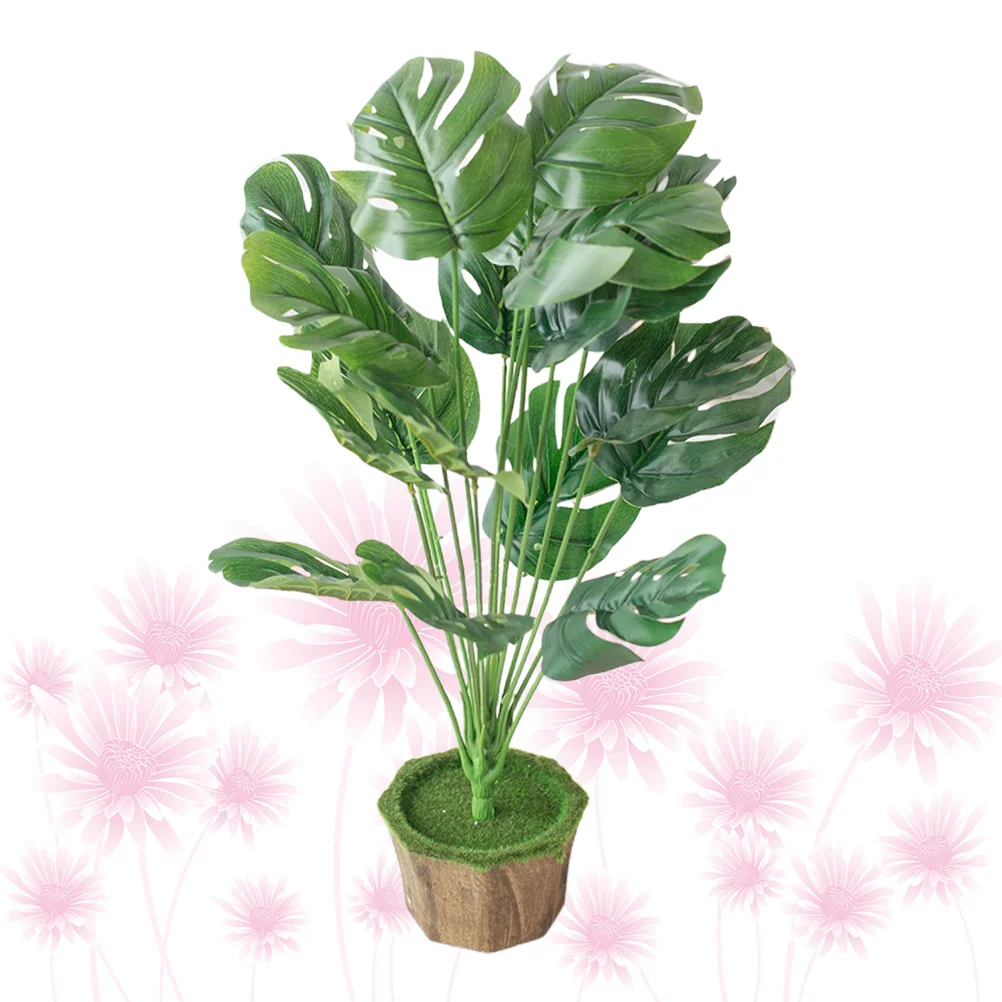 

Potted Artificial Faux Flowers Palmpotfakegreenery Indoor Leaf Decorations Bonsai
