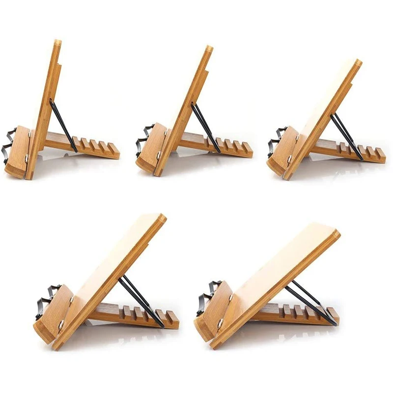 

Wishacc 19.68 x 14 inches Bamboo Book Stand Reading Shelves Holder Cookbook Foldable For Tablet PC Laptop Stand Computer Desk