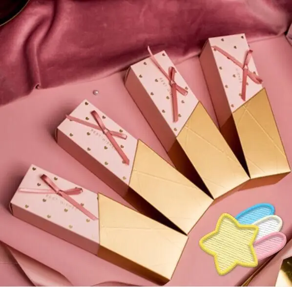 

10 шт., розовый и золотой ящик для губной помады, лучшие пожелания, свадебные сувениры, конфетная коробка, вечерние принадлежности, Подарочна...