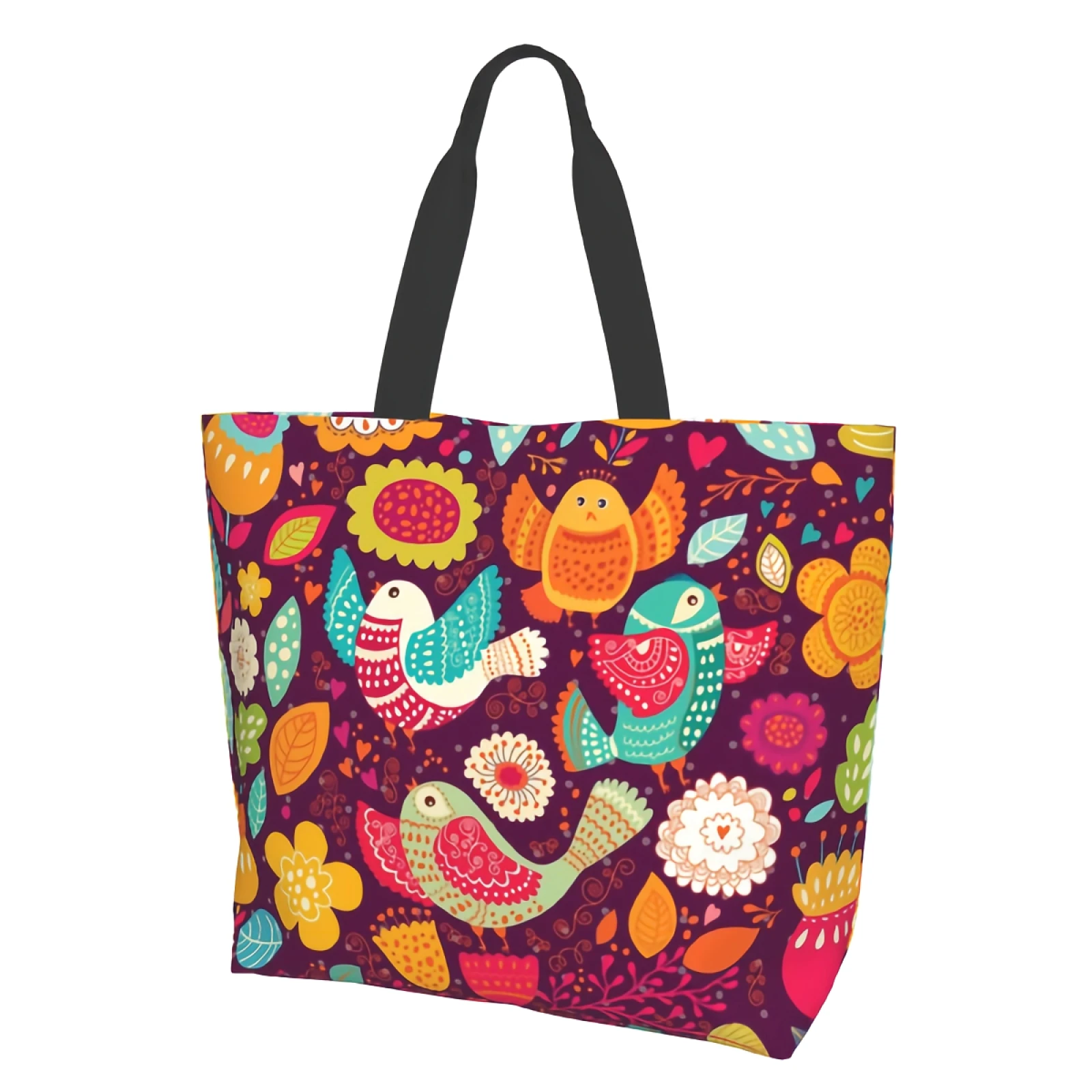 

Tote Bag for Women Travel Work Shopping Grocery Top Large Totes Reusable Handbags Shoulder Bags Beautiful Birds And Flowers