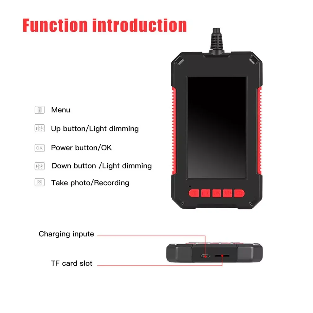 

Lens 1080P Industrial Endoscope 4.3 Inch IPS Screen 6 LED Lights IP67 Waterproof Camera Industrial Inspection Borescope