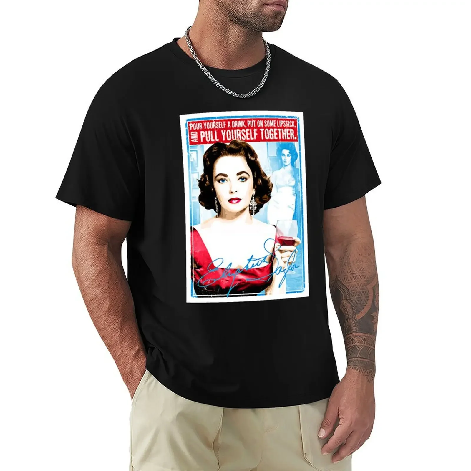 Цитата Элизабет Тейлора Налийте себе напиток указывайте на некоторые помады и