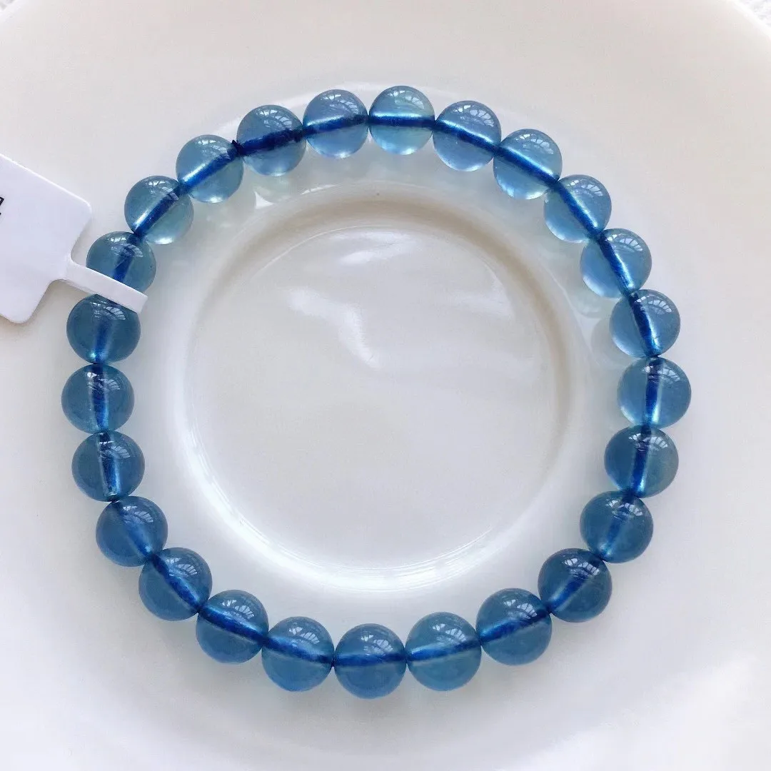 

7mm Natural Aquamarine Stone Bracelet Jewelry For Women Lady Men Healing Luck Love Gift Blue Beads Reiki Crystal Strands AAAAA