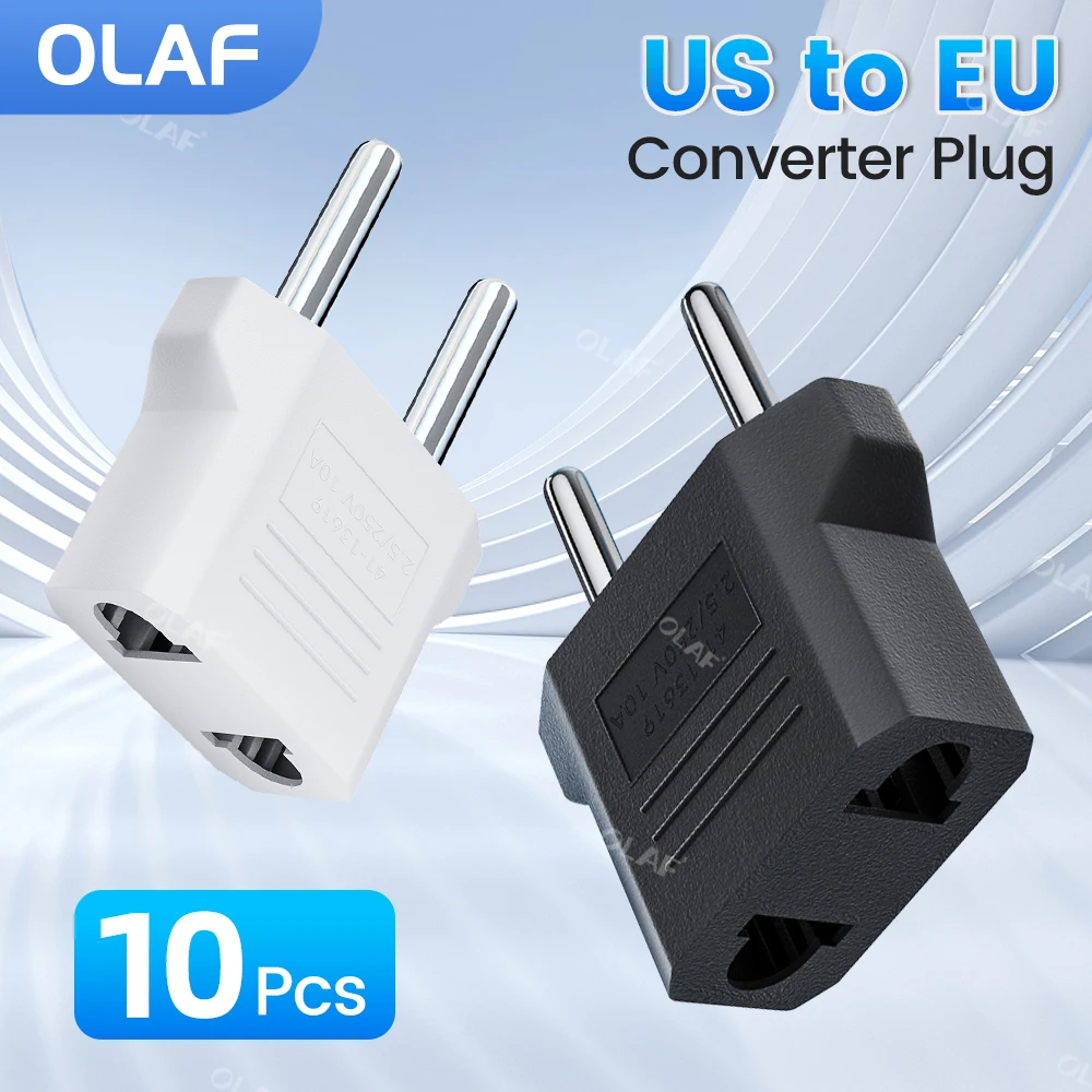 

Olaf 1-10pcs US To EU Plug Adapter EU Euro KR Plug Adapter Travel KR Adapter Electric EU KR Plug Converter Power Socket Europe