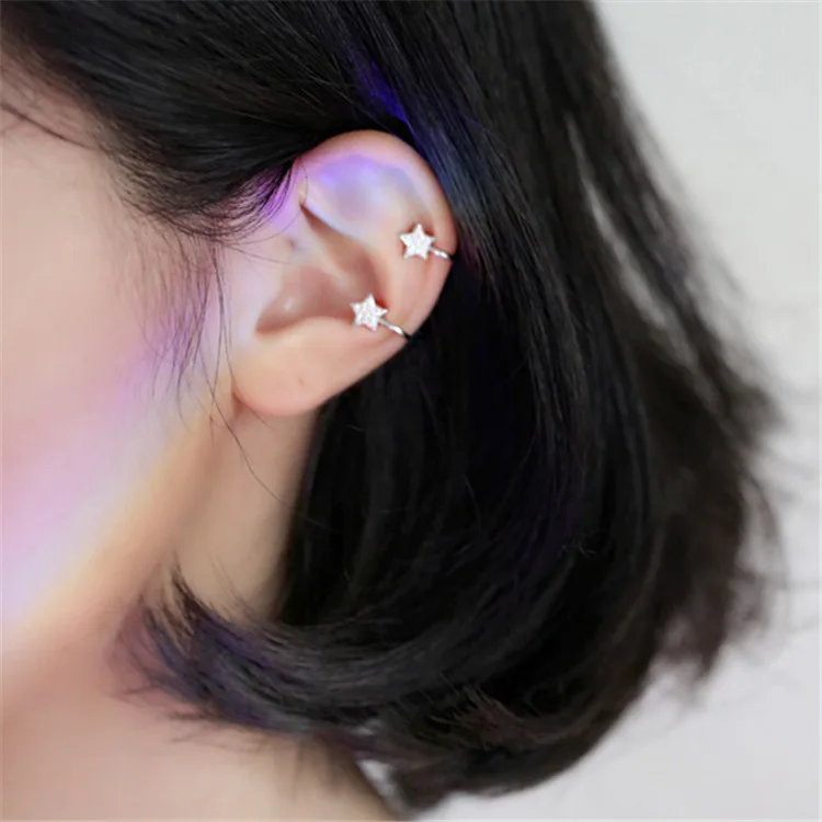 

Симпатичная циркониевая Звезда простой дизайн микро-инкрустированная циркониевая звезда клипса для ушей корейский клипса для ушей без про...