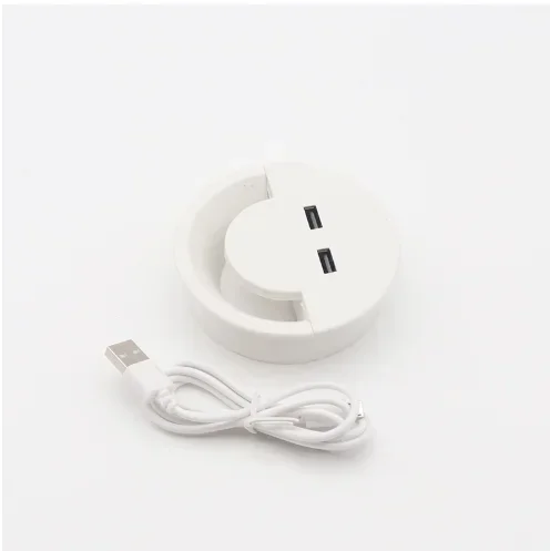 

Чехол с отверстиями для проводов, Круглый Органайзер с улыбкой, держатели для зарядных устройств для ноутбука и настольного компьютера, коробка с 2 портами и USB-кабелем