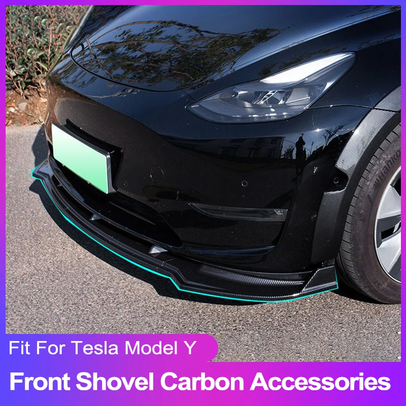 

Car Front Shovel Carbon Fiber Patch Front Lip Full Cover Interior Modification for Tesla Tesla Model Y Auto Decor Accessories
