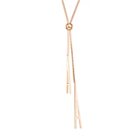 tassel necklace plated rose gold long sweater chain pendant with titanium steel lady geometry necklace