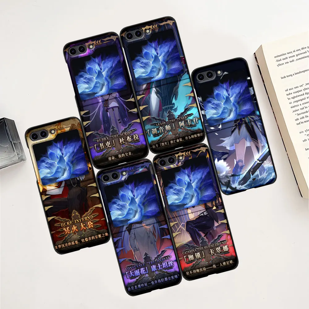 Блестящий чехол Honkai со звездами и рейками для Samsung Galaxy Z Flip 5 Flip5 Черный Твердый из