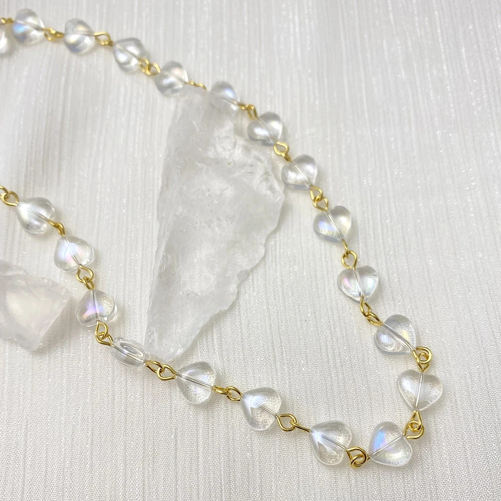 

Женское Ожерелье с бусинами в форме сердца, длинное ожерелье золотистого цвета в стиле панк, медная хип-хоп ожерелье, модные ювелирные украш...