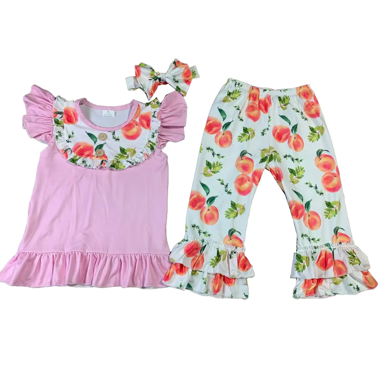 

Wholesale Girls Summer Outfits Floral Toddler Kids Baby Girls Clothes Set Fruit Kids Clothing
